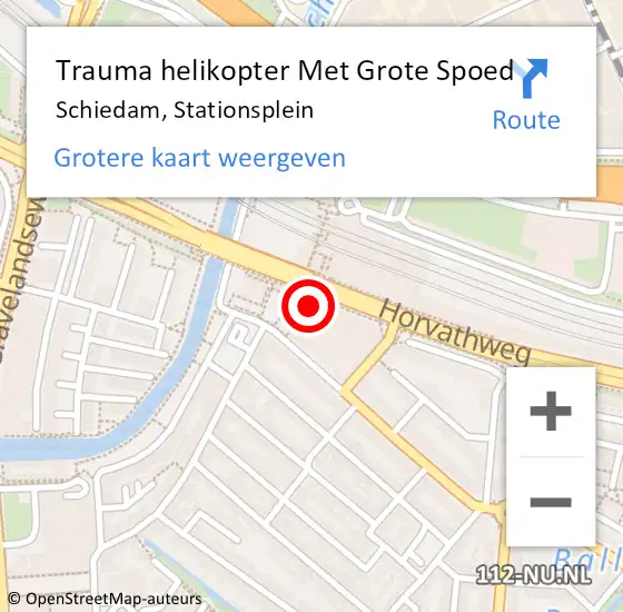 Locatie op kaart van de 112 melding: Trauma helikopter Met Grote Spoed Naar Schiedam, Stationsplein op 15 juni 2024 17:47