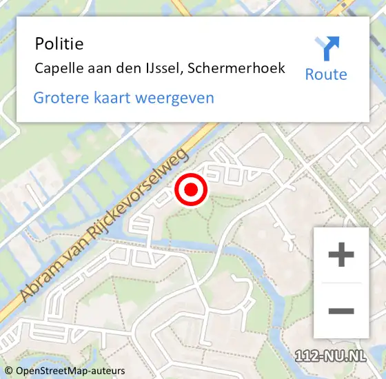 Locatie op kaart van de 112 melding: Politie Capelle aan den IJssel, Schermerhoek op 15 juni 2024 17:51