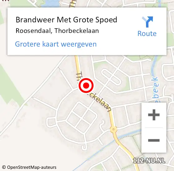 Locatie op kaart van de 112 melding: Brandweer Met Grote Spoed Naar Roosendaal, Thorbeckelaan op 15 juni 2024 17:55