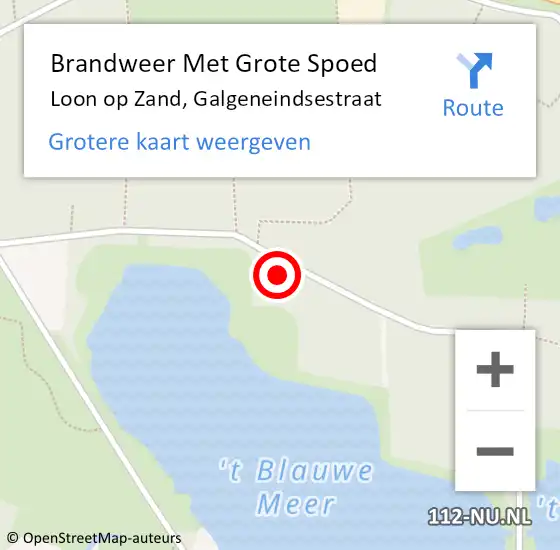 Locatie op kaart van de 112 melding: Brandweer Met Grote Spoed Naar Loon op Zand, Galgeneindsestraat op 15 juni 2024 17:56