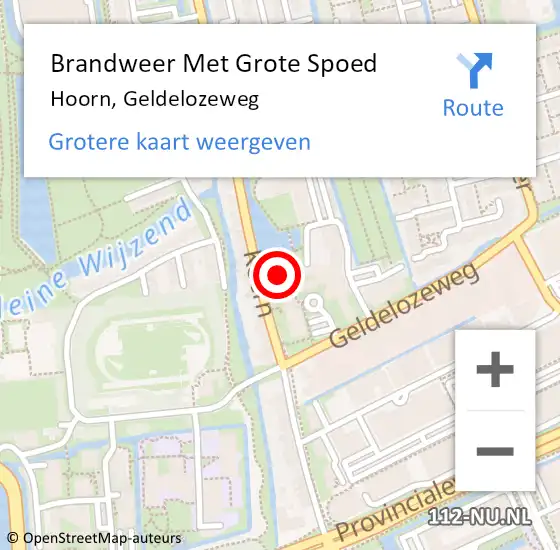 Locatie op kaart van de 112 melding: Brandweer Met Grote Spoed Naar Hoorn, Geldelozeweg op 15 juni 2024 18:01