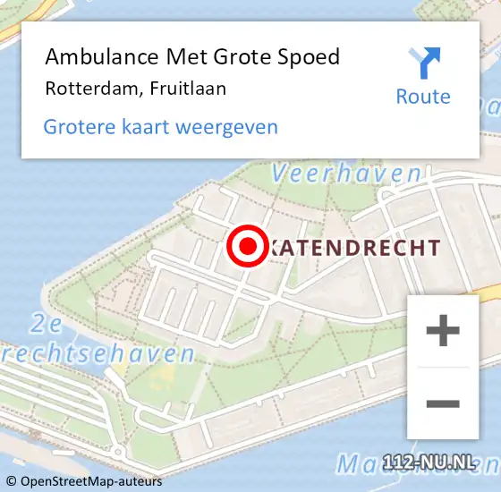 Locatie op kaart van de 112 melding: Ambulance Met Grote Spoed Naar Rotterdam, Fruitlaan op 15 juni 2024 18:05