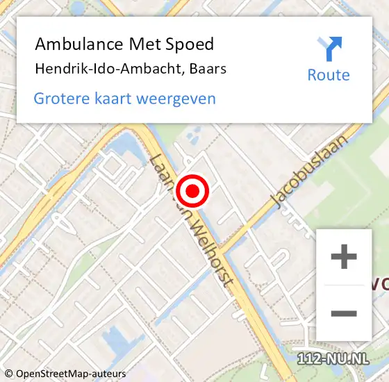 Locatie op kaart van de 112 melding: Ambulance Met Spoed Naar Hendrik-Ido-Ambacht, Baars op 15 juni 2024 18:08