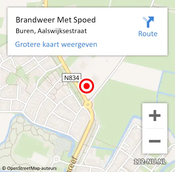 Locatie op kaart van de 112 melding: Brandweer Met Spoed Naar Buren, Aalswijksestraat op 15 juni 2024 18:27