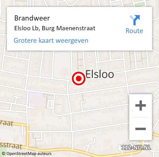 Locatie op kaart van de 112 melding: Brandweer Elsloo Lb, Burg Maenenstraat op 9 oktober 2014 15:26