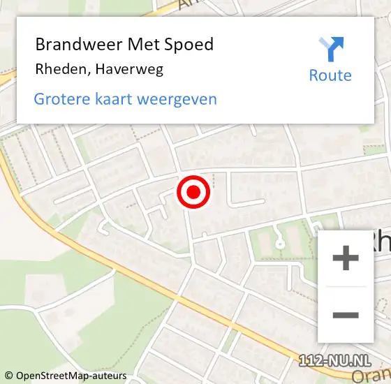 Locatie op kaart van de 112 melding: Brandweer Met Spoed Naar Rheden, Haverweg op 15 juni 2024 18:37