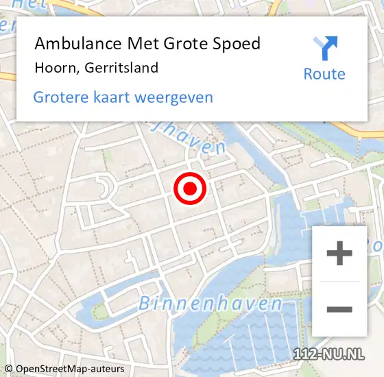 Locatie op kaart van de 112 melding: Ambulance Met Grote Spoed Naar Hoorn, Gerritsland op 15 juni 2024 18:50