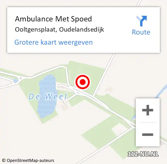 Locatie op kaart van de 112 melding: Ambulance Met Spoed Naar Ooltgensplaat, Oudelandsedijk op 15 juni 2024 18:52