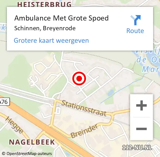 Locatie op kaart van de 112 melding: Ambulance Met Grote Spoed Naar Schinnen, Breyenrode op 9 oktober 2014 15:26