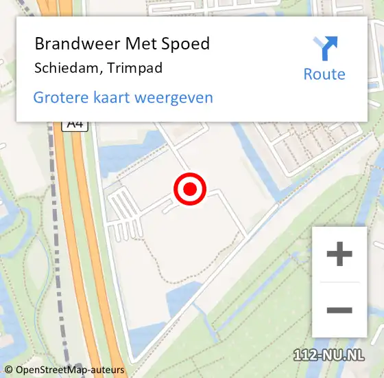 Locatie op kaart van de 112 melding: Brandweer Met Spoed Naar Schiedam, Trimpad op 15 juni 2024 18:59