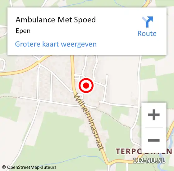 Locatie op kaart van de 112 melding: Ambulance Met Spoed Naar Epen op 9 oktober 2014 15:27