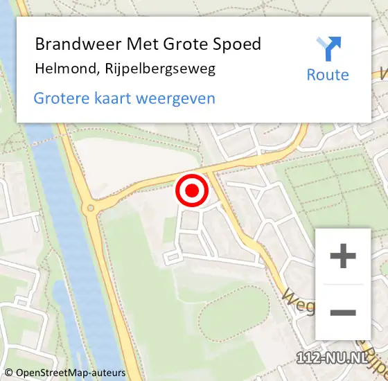 Locatie op kaart van de 112 melding: Brandweer Met Grote Spoed Naar Helmond, Rijpelbergseweg op 15 juni 2024 19:04