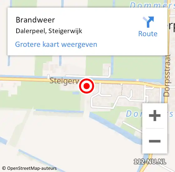 Locatie op kaart van de 112 melding: Brandweer Dalerpeel, Steigerwijk op 15 juni 2024 19:10