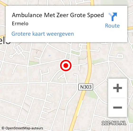 Locatie op kaart van de 112 melding: Ambulance Met Zeer Grote Spoed Naar Ermelo op 15 juni 2024 19:10