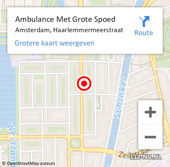 Locatie op kaart van de 112 melding: Ambulance Met Grote Spoed Naar Amsterdam, Haarlemmermeerstraat op 15 juni 2024 19:17