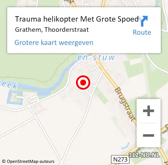 Locatie op kaart van de 112 melding: Trauma helikopter Met Grote Spoed Naar Grathem, Thoorderstraat op 15 juni 2024 19:19