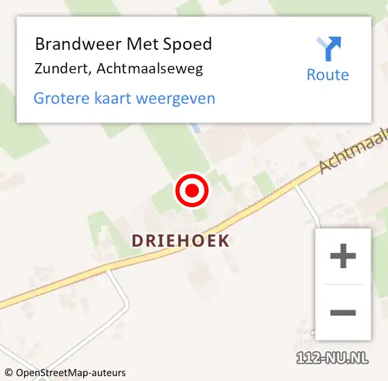 Locatie op kaart van de 112 melding: Brandweer Met Spoed Naar Zundert, Achtmaalseweg op 15 juni 2024 19:42