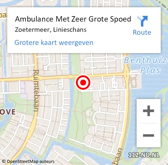 Locatie op kaart van de 112 melding: Ambulance Met Zeer Grote Spoed Naar Zoetermeer, Linieschans op 15 juni 2024 19:43