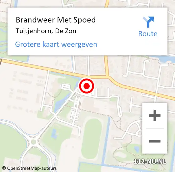 Locatie op kaart van de 112 melding: Brandweer Met Spoed Naar Tuitjenhorn, De Zon op 15 juni 2024 20:10