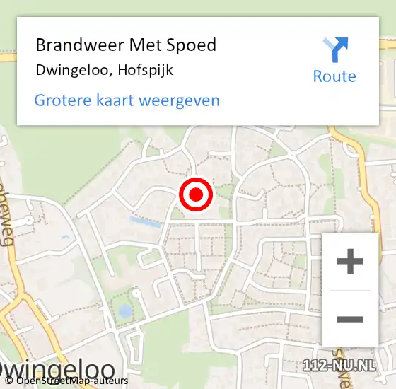 Locatie op kaart van de 112 melding: Brandweer Met Spoed Naar Dwingeloo, Hofspijk op 15 juni 2024 20:17