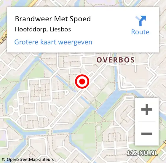 Locatie op kaart van de 112 melding: Brandweer Met Spoed Naar Hoofddorp, Liesbos op 15 juni 2024 20:39