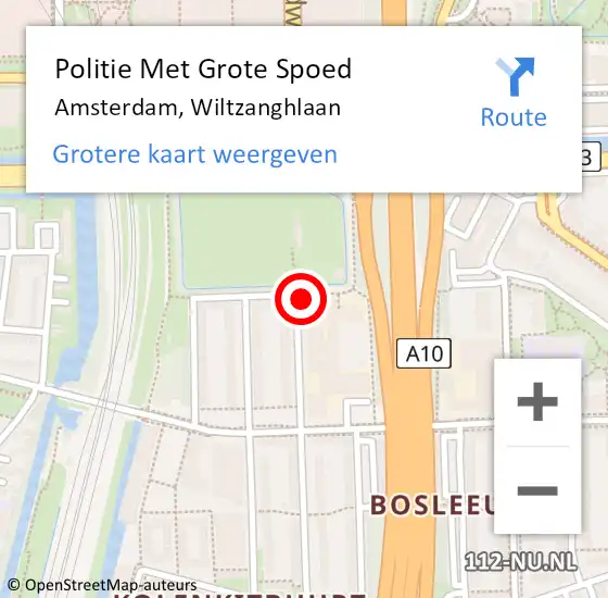 Locatie op kaart van de 112 melding: Politie Met Grote Spoed Naar Amsterdam, Wiltzanghlaan op 15 juni 2024 20:45