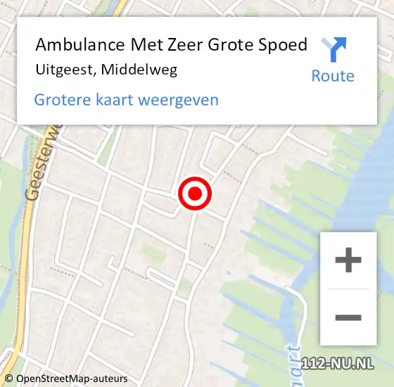 Locatie op kaart van de 112 melding: Ambulance Met Zeer Grote Spoed Naar Uitgeest, Middelweg op 15 juni 2024 20:51