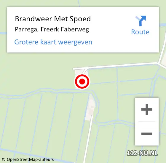 Locatie op kaart van de 112 melding: Brandweer Met Spoed Naar Parrega, Freerk Faberweg op 15 juni 2024 21:36