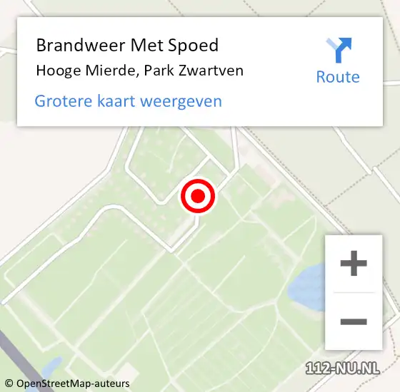 Locatie op kaart van de 112 melding: Brandweer Met Spoed Naar Hooge Mierde, Park Zwartven op 15 juni 2024 22:07