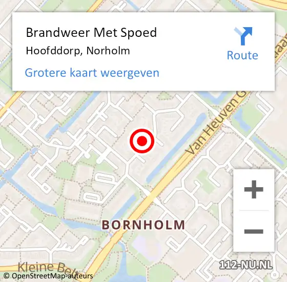 Locatie op kaart van de 112 melding: Brandweer Met Spoed Naar Hoofddorp, Norholm op 15 juni 2024 22:10