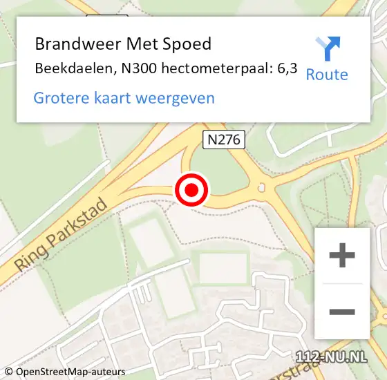 Locatie op kaart van de 112 melding: Brandweer Met Spoed Naar Beekdaelen, N300 hectometerpaal: 6,3 op 15 juni 2024 22:12