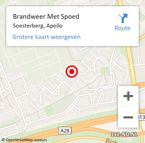 Locatie op kaart van de 112 melding: Brandweer Met Spoed Naar Soesterberg, Apollo op 15 juni 2024 22:18