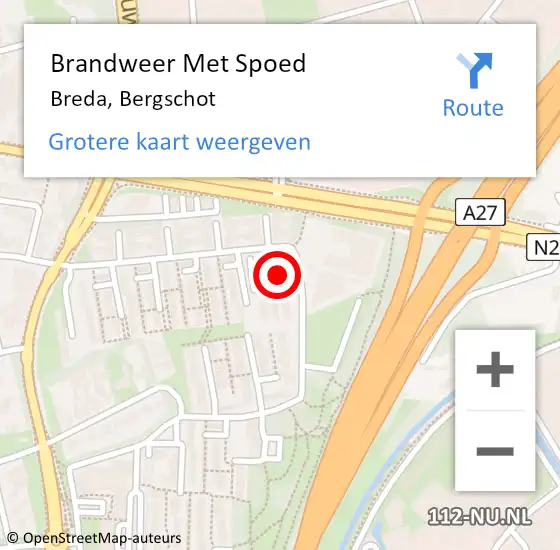 Locatie op kaart van de 112 melding: Brandweer Met Spoed Naar Breda, Bergschot op 15 juni 2024 22:39