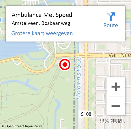 Locatie op kaart van de 112 melding: Ambulance Met Spoed Naar Amstelveen, Bosbaanweg op 15 juni 2024 23:07