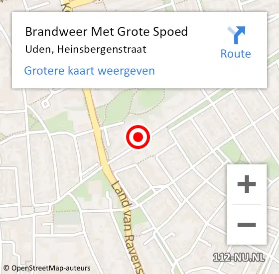 Locatie op kaart van de 112 melding: Brandweer Met Grote Spoed Naar Uden, Heinsbergenstraat op 15 juni 2024 23:15