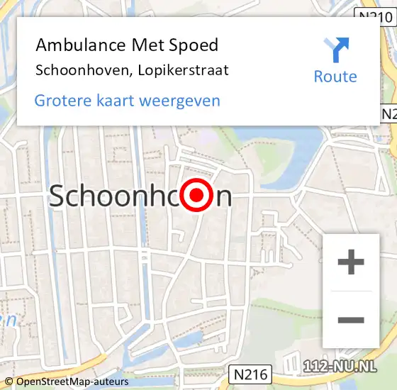 Locatie op kaart van de 112 melding: Ambulance Met Spoed Naar Schoonhoven, Lopikerstraat op 16 juni 2024 00:06