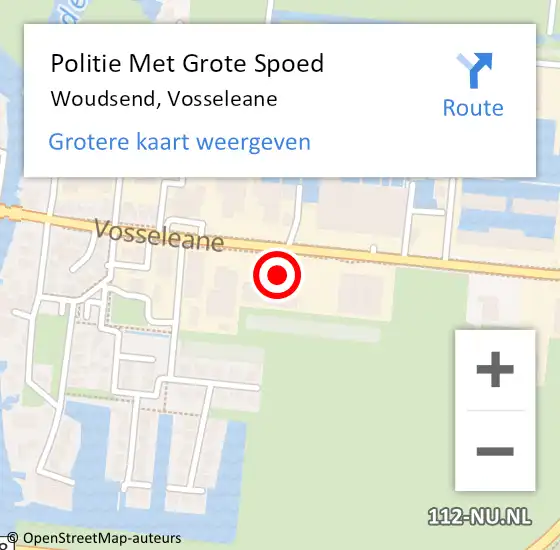 Locatie op kaart van de 112 melding: Politie Met Grote Spoed Naar Woudsend, Vosseleane op 16 juni 2024 00:22