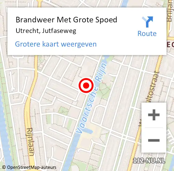 Locatie op kaart van de 112 melding: Brandweer Met Grote Spoed Naar Utrecht, Jutfaseweg op 16 juni 2024 00:30