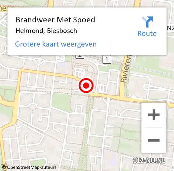 Locatie op kaart van de 112 melding: Brandweer Met Spoed Naar Helmond, Biesbosch op 16 juni 2024 00:35