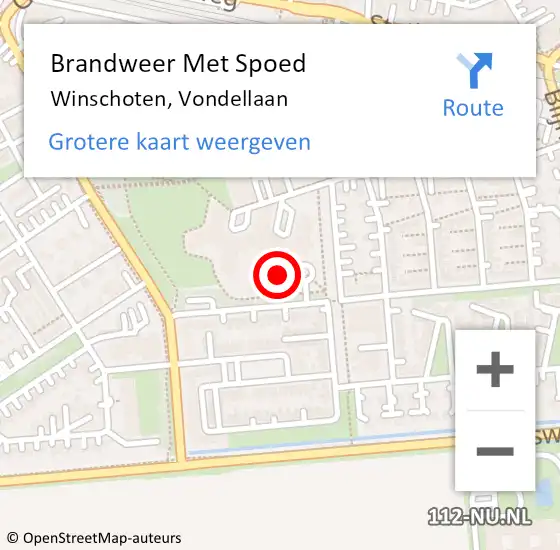 Locatie op kaart van de 112 melding: Brandweer Met Spoed Naar Winschoten, Vondellaan op 16 juni 2024 01:17