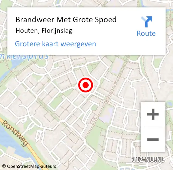 Locatie op kaart van de 112 melding: Brandweer Met Grote Spoed Naar Houten, Florijnslag op 16 juni 2024 01:59