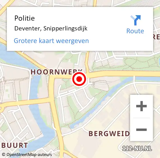 Locatie op kaart van de 112 melding: Politie Deventer, Snipperlingsdijk op 16 juni 2024 02:30