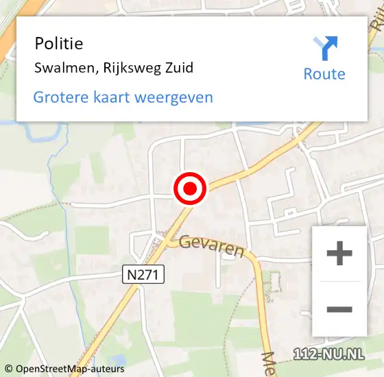 Locatie op kaart van de 112 melding: Politie Swalmen, Rijksweg Zuid op 16 juni 2024 02:34