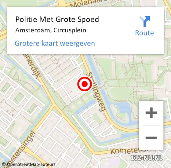 Locatie op kaart van de 112 melding: Politie Met Grote Spoed Naar Amsterdam, Circusplein op 16 juni 2024 02:38