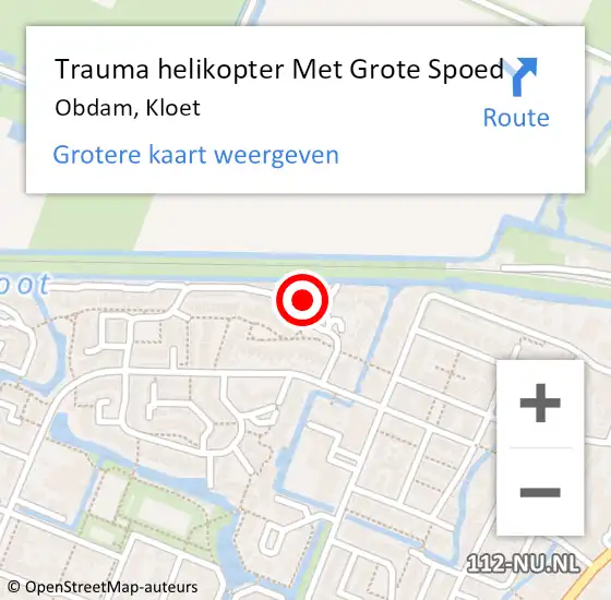 Locatie op kaart van de 112 melding: Trauma helikopter Met Grote Spoed Naar Obdam, Kloet op 16 juni 2024 03:11