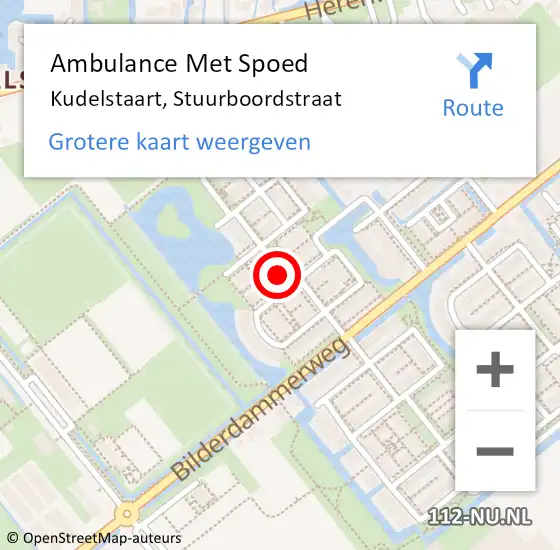 Locatie op kaart van de 112 melding: Ambulance Met Spoed Naar Kudelstaart, Stuurboordstraat op 16 juni 2024 03:17