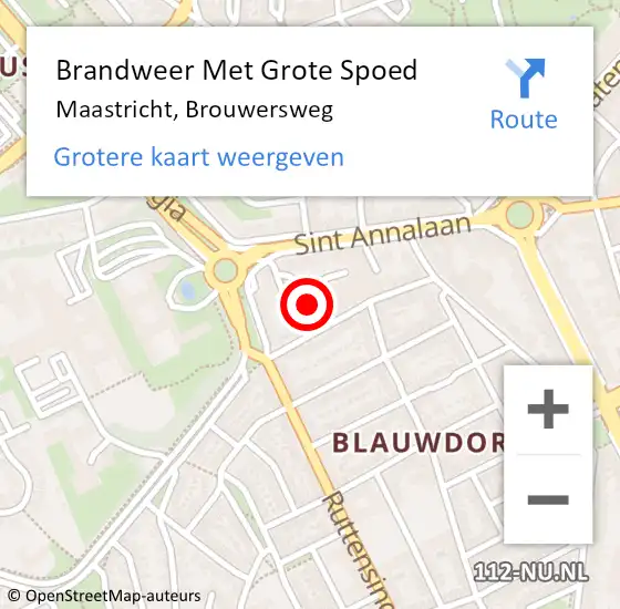 Locatie op kaart van de 112 melding: Brandweer Met Grote Spoed Naar Maastricht, Brouwersweg op 16 juni 2024 03:19