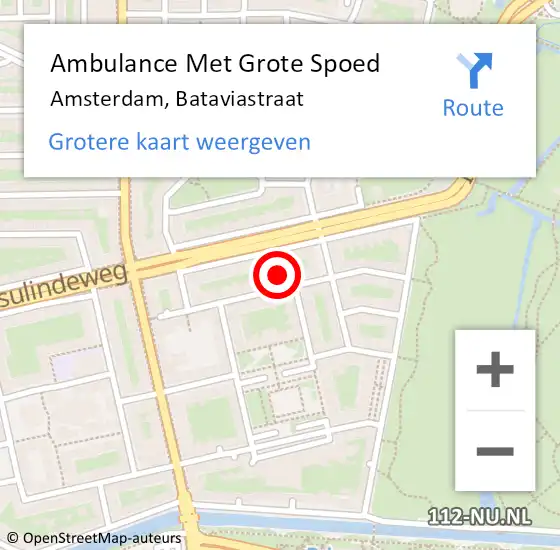 Locatie op kaart van de 112 melding: Ambulance Met Grote Spoed Naar Amsterdam, Bataviastraat op 16 juni 2024 03:27