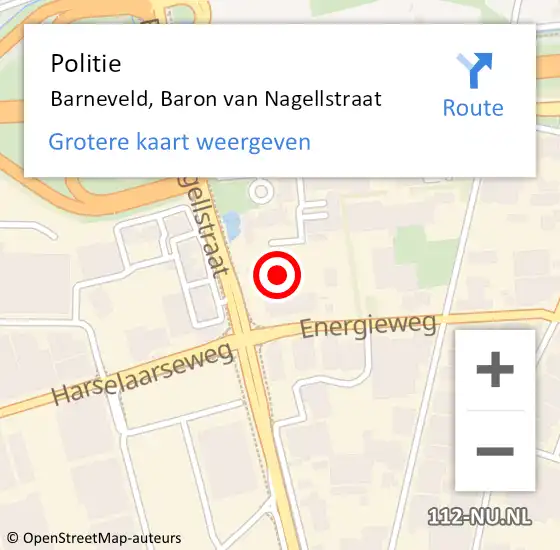 Locatie op kaart van de 112 melding: Politie Barneveld, Baron van Nagellstraat op 16 juni 2024 03:32