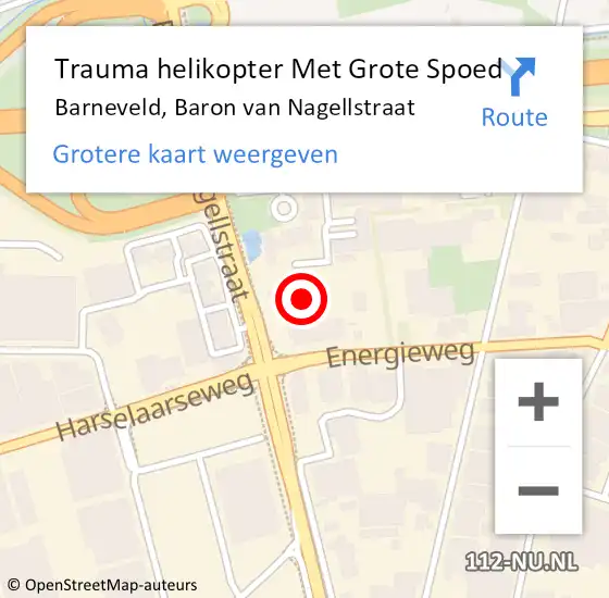 Locatie op kaart van de 112 melding: Trauma helikopter Met Grote Spoed Naar Barneveld, Baron van Nagellstraat op 16 juni 2024 03:33